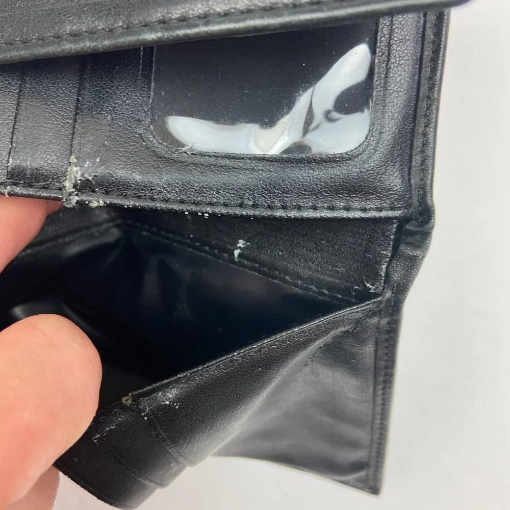 Vintage Black Leather Wallet Coin Cards